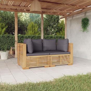 vidaXL Solid Teak Wood Garden Corner Sofas with Cushions (2 pcs)