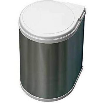 EMUCA - Cubo Basura Puerta de Armario, contenedor de Basura, contenedor de 13L con Tapa automática y fijación a Puerta, plástico, INOX.
