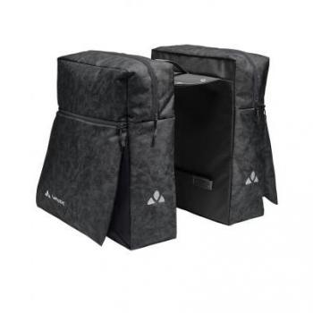Bolsa para bicicleta Vaude TwinZipper negra, alforjas de bicicleta, diseño funcional, capacidad ajustable, sistema de sujeción fácil y rápido, resistente al agua, reflectante para mayor seguridad