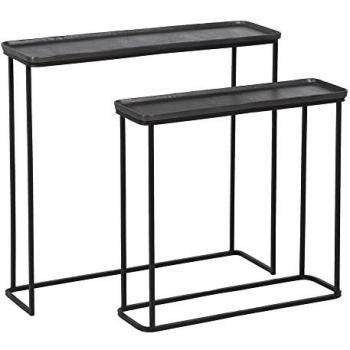 Consolas Nido Recibidor 84 x 26 x 78 cm Negro Gris Metal (2 Unidades)