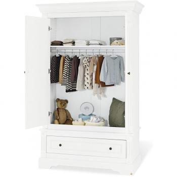 Habitación Infantil Emilia - Juego de Muebles (3 Piezas: Cuna, Cambiador Extra Ancho y Armario de 2 Puertas), Color Blanco, Extra Ancho