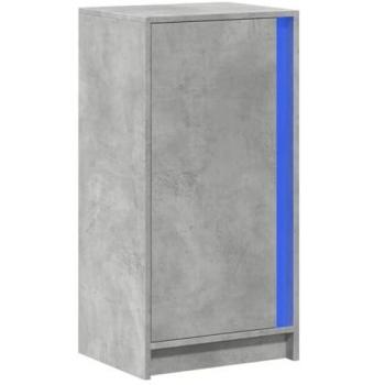 Aparador con LED de madera ingeniería en color gris hormigón, dimensiones 42,5x34x85 cm, mueble de almacenaje para cocina o salón