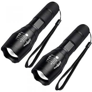 Linterna LED Alta Potencia - Mini Potentes 2000 Lúmenes Antorcha de Mano, 5 Modos, Zoomable, para Ciclismo Camping Montañismo [2 Paquetes]