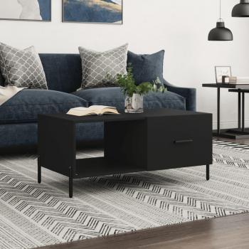 Mesa de salón madera contrachapada negra 90x50x40 cm
