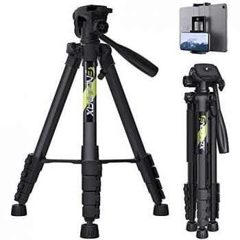 Endurax 167 cm Trípode de cámara de vídeo para Canon Nikon Sony Aluminio Ligero Soporte de cámara DSLR con Soporte Universal para Smartphone y Bolsa de Transporte