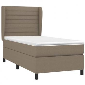 Cama box spring con colchón viscoelástico de espuma, protector, muelles ensacados, adaptable, acolchado reversible, tela gris taupe 80x200 cm