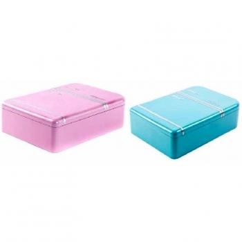 Caja metálica forma nevera vintage