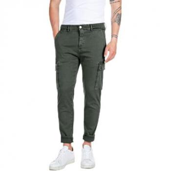 Replay Men's Slim-Fit Cargo Pants in Olive Green, Size 32/L32