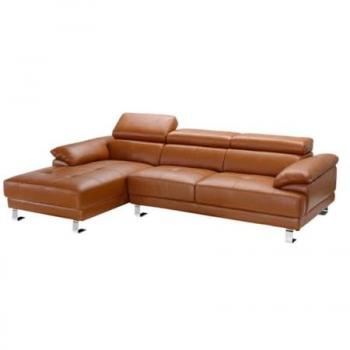 Sofá rinconero de piel premium caramelo Excelsior II - Ángulo izquierdo