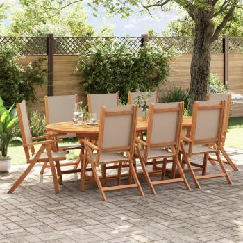 Sillas de jardín plegables 8 uds madera maciza acacia textileno Marrón