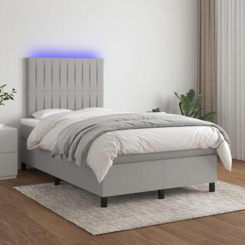 Colchón box spring de muelles y tela LED gris claro 120x200 cm