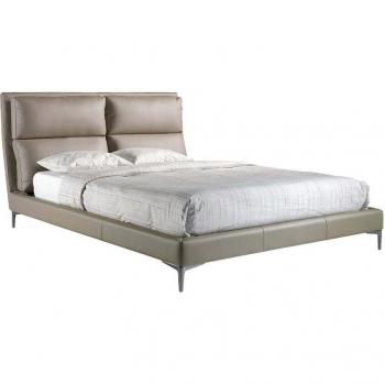 Cama tapizada polipiel ANGEL CERDÁ 7014C, color Vison, estructura de acero inoxidable, dimensiones 176 x 240 x 107 cm