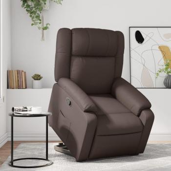 Sillón reclinable elevable de cuero sintético marrón Vidaxl con características de diseño ergonómico, mecanismo de reclinación, estructura robusta y tapizado en cuero sintético fácil de limpiar