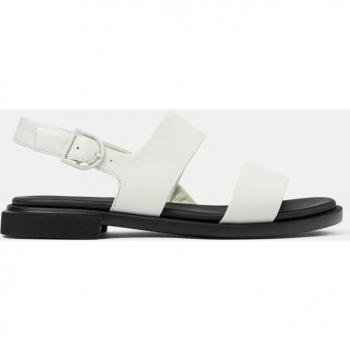 Sandalias planas de mujer Camper Edy de cuero auténtico con hebilla, color negro y blanco