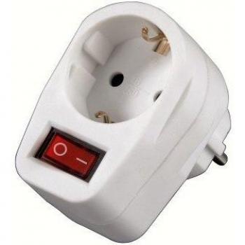 Hama - Enchufe Adaptador con botón de Encendido/Apagado, Blanco