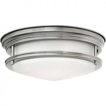 Plafón Hadrian Níquel Antiguo Cristal Ópalo 30,5 Cm