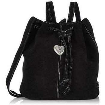 Bergheimer Trachtenschuhe 1018 - Bolso Mochila de cuero mujer, color negro, talla 30x30x15 cm