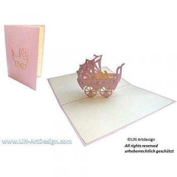 Lin Pop Up - Tarjeta de felicitación en 3D, diseño de nacimiento para niña
