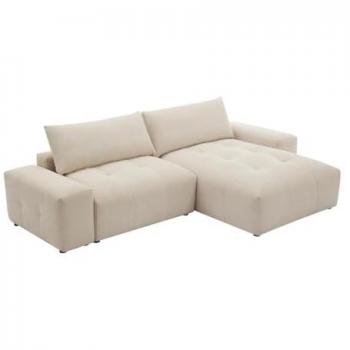 Sofá rinconera reversible de tela beige RACONI
