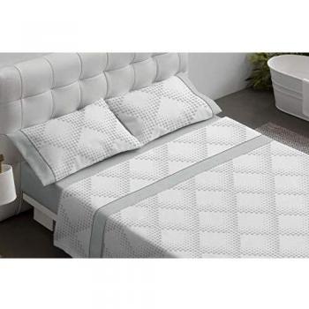 Burrito Blanco Juego de Sábanas 478 con un Diseño Topos Que Forman una Geometría de Rombos para Cama Individual de 90x190 hasta 90x200 cm/Juego de Cama 90, Color Gris