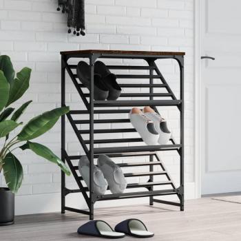 Zapatero Estantería Soporte de Zapatos Madera de Ingeniería Color Negro, Gris Sonoma, Marrón Roble 60x30x85 cm vidaXL