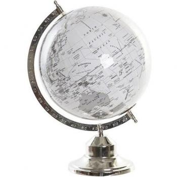 Globo terráqueo aluminio PVC plateado 27 x 25 x 38 cm