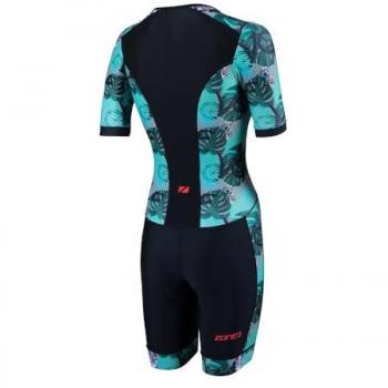 Zone3 Activate+ Tribal Rush Short Sleeve Triathlon Suit for Women - Black, Blue, Purple - Size S