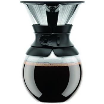 Bodum pour over cafetera eléctrica con filtro, 1.0 L, vidrio, negro, 14 x 16.3 x 20.2 cm
