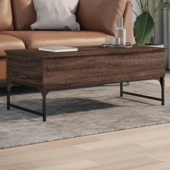 Mesa baja de madera de ingeniería y metal marrón 100x50x40 cm