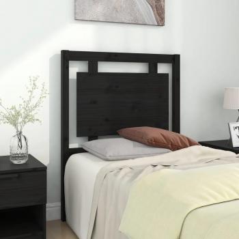 Cabecero de cama negro 80,5x4x100 cm madera maciza de pino