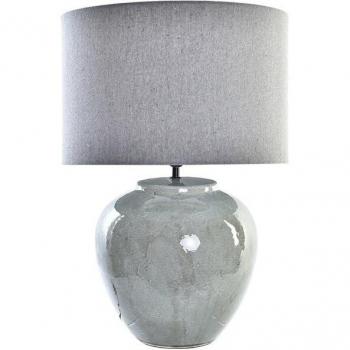 Lámpara de mesa elegante en cerámica con pantalla de lino gris