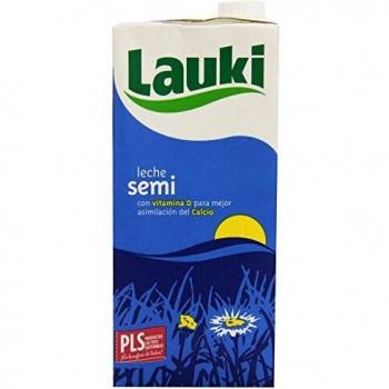 Lauki - Leche Semidesnatada con Vitamina D - 1 L - , Pack de 6