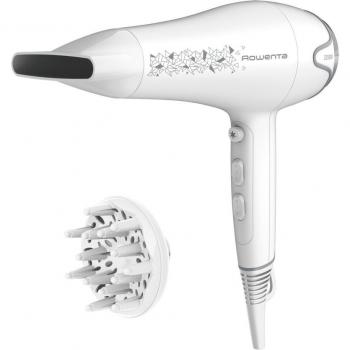 Secador de Pelo Rowenta CV5709F0 2200W Blanco con 6 Ajustes y Difusor