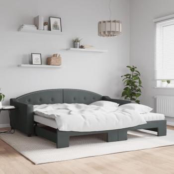 Sofá cama nido con colchón de tela gris oscuro 100x200 cm