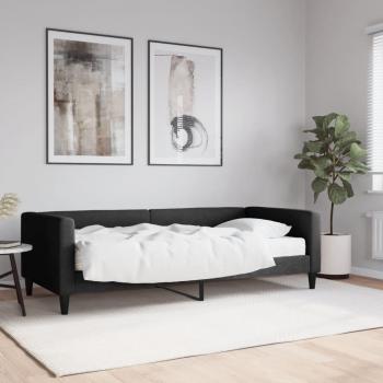 Sofá cama con colchón de tela negro 90x200 cm
