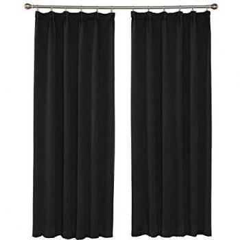 Amazon Brand - Umi Cortinas de Salón Térmicas Aislantes Dormitorio Decoración Ventanas para Habitacion Moderna Fruncido 2 Piezas 132x242cm Negro
