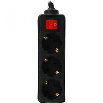 Regleta Garza Power de 3 tomas con interruptor y cable de 3 metros en color negro