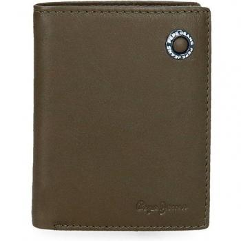 Cartera Pepe Jeans Badge Vertical de Piel para Hombre Color Caqui 8.5x10.5 cm