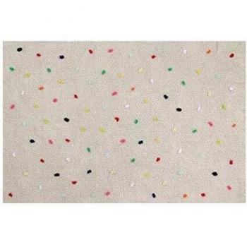 Happy Decor Kids Alfombra Lavable Mini Dots Beige/Multicolor- Algodón Reciclado - 140x200cm
