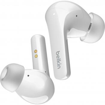 Belkin SOUNDFORM Flow True Wireless Earbuds Noise Cancelling In-Ear Bluetooth USB-C Calls/Music White