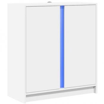 Aparador con luces LED madera de ingeniería blanco 77x34x85 cm