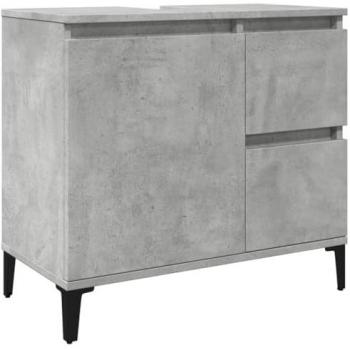 Mueble de lavabo de madera ingeniería gris hormigón 65x33x60 cm