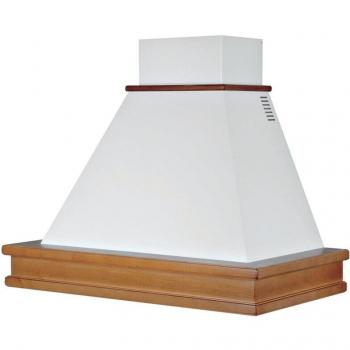 Campana extractora Syene de acero inoxidable blanco con cornisa en color madera noce 120 cm