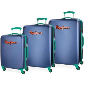 Pepe Jeans Bristol Juego de Maletas, 77 cm, 204 litros, Azul