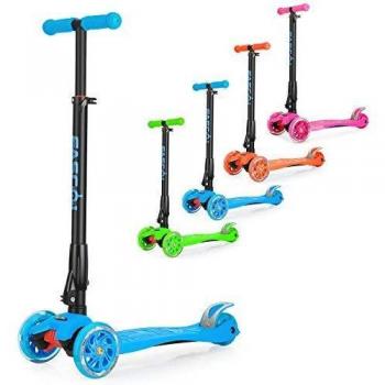 Fascol Patinete de 3 Ruedas con Diseño Scooter para Niños de 2 a 12 Años de Edad + Rodillera, Azul