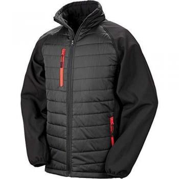 Chaqueta Softshell Reciclada Extra Grande Negra/Roja Compass