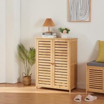 Mueble Zapatero Klamp de Bambú Natural 88 x 66 x 33 cm con 5 Niveles para 10 Pares