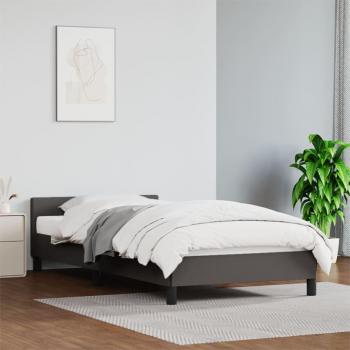 Cama con cabecero de piel sintética crema 100x200 cm