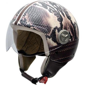 NZI 3DH Vintage II Python Casco de Moto, Fotografía Detalle de Piel de Serpiente, XL