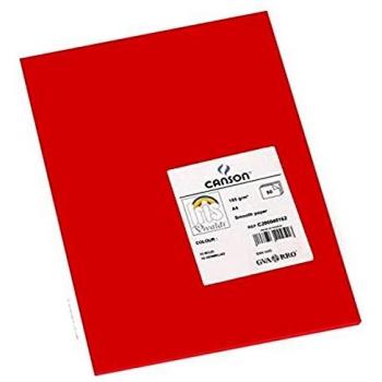 Canson Iris - Cartulina A4, 185g, Rojo (Paquete de 50 Hojas)